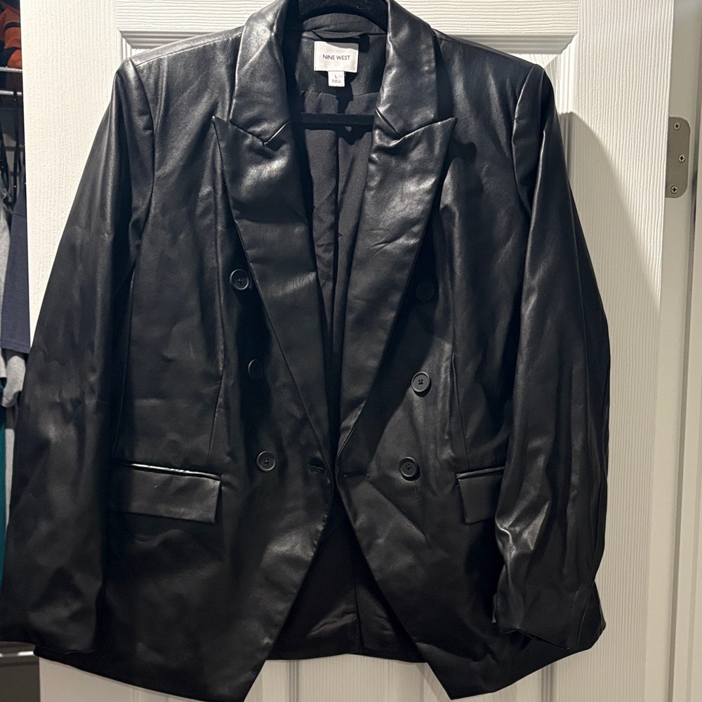 Nine West Black Faux Leather Blazer